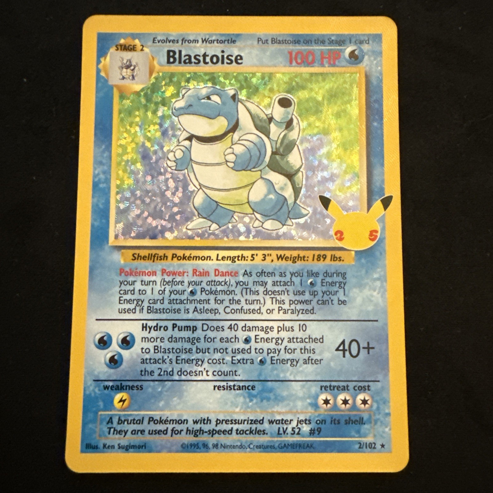 Pokémon TCG Blastoise Holo 2/102 Celebrations 25th Anniversary Edition Pokémon TCG Blastoise Holo 2/102 Celebrations 25th Anniversary Edition