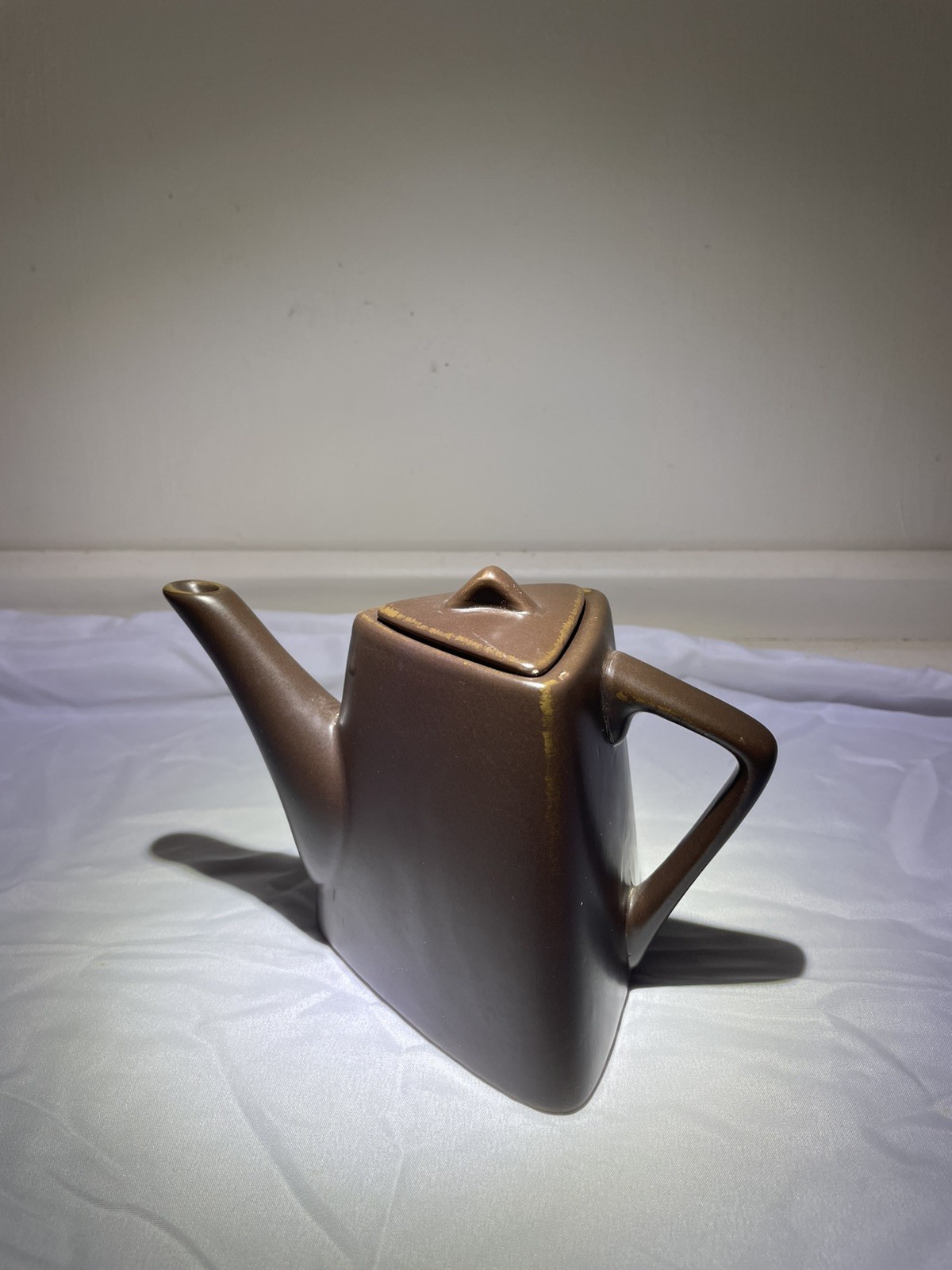 Vintage Designpac ceramic Teapot Brown Triangular MCM Retro