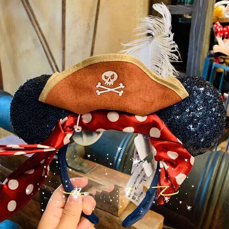 Authentic Disney Minnie Mouse Ear Headband Pirates of The Caribbean shanghai