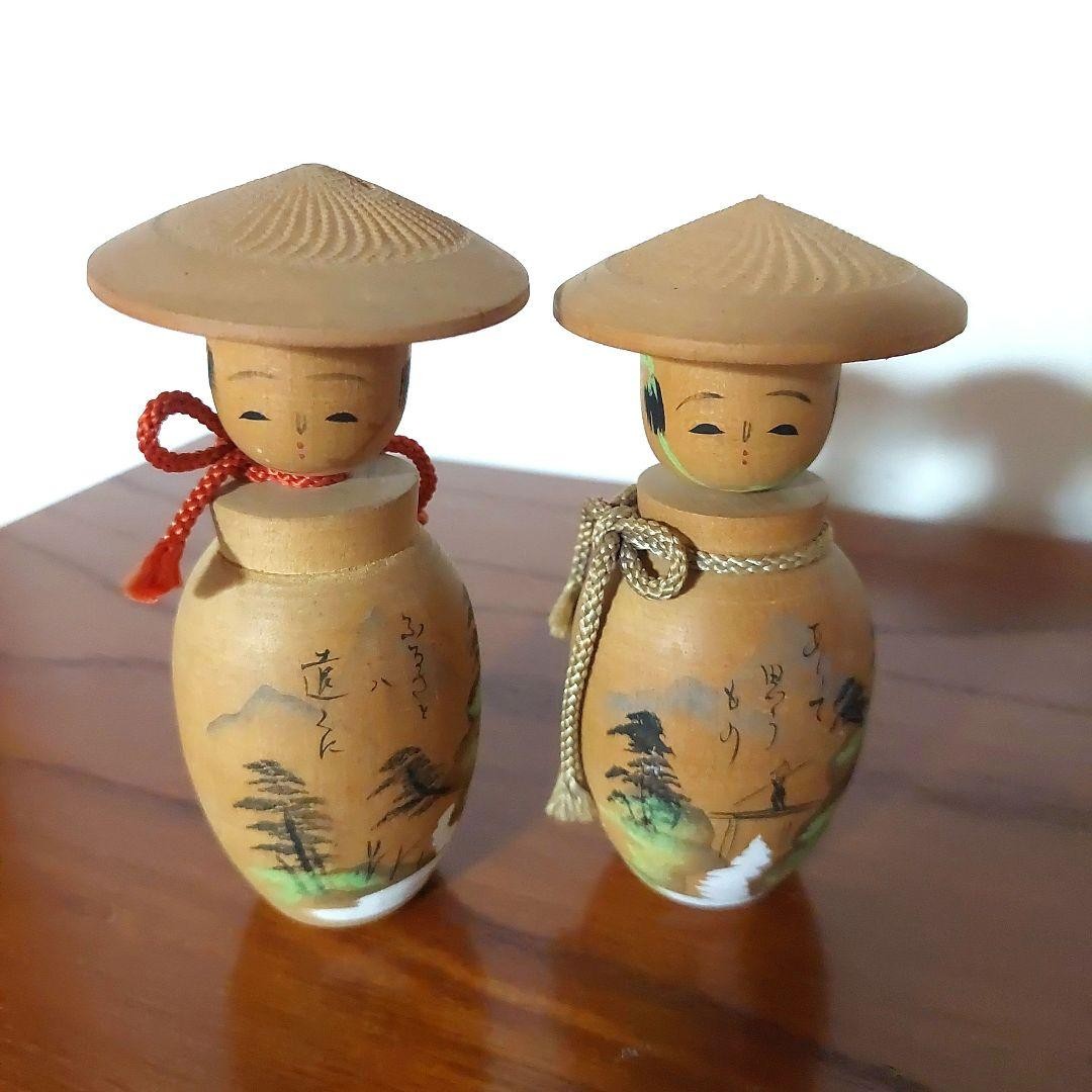 Kokeshi Japanese Wooden Doll Vintage Antique 12cm Lot 2 Kokeshi Japanese Wooden Doll Vintage Antique 12cm Lot 2