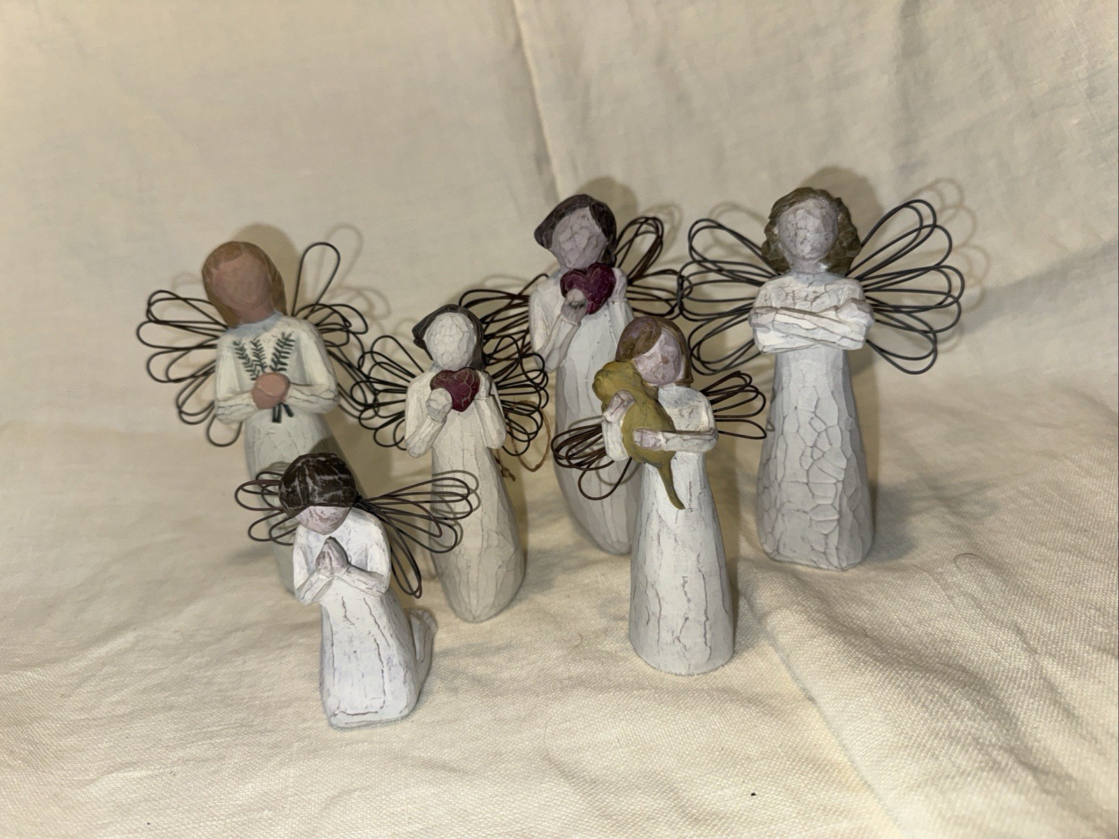6 Pc Willow Tree Angel Figurine Lot Strength Friendship Prayer Heart Rememberanc