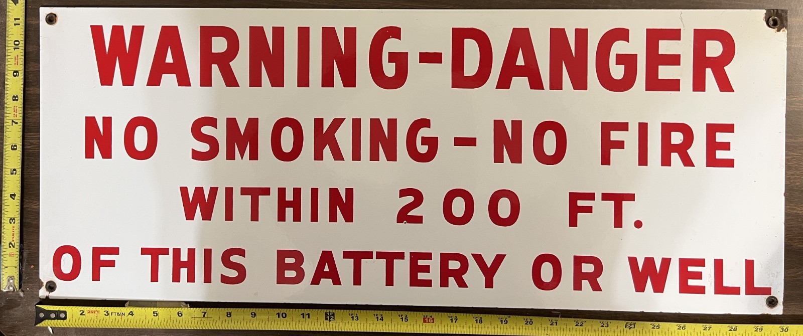 Vintage Porcelain Oil Industry Sign - Warning - Danger - No Smoking - No Fire