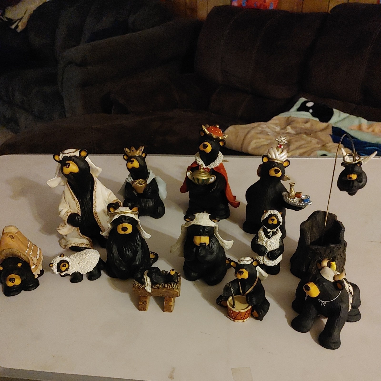 Bearfoots Nativity Set 13 pc Set Jeff Fleming Christmas Resin Bears see notes