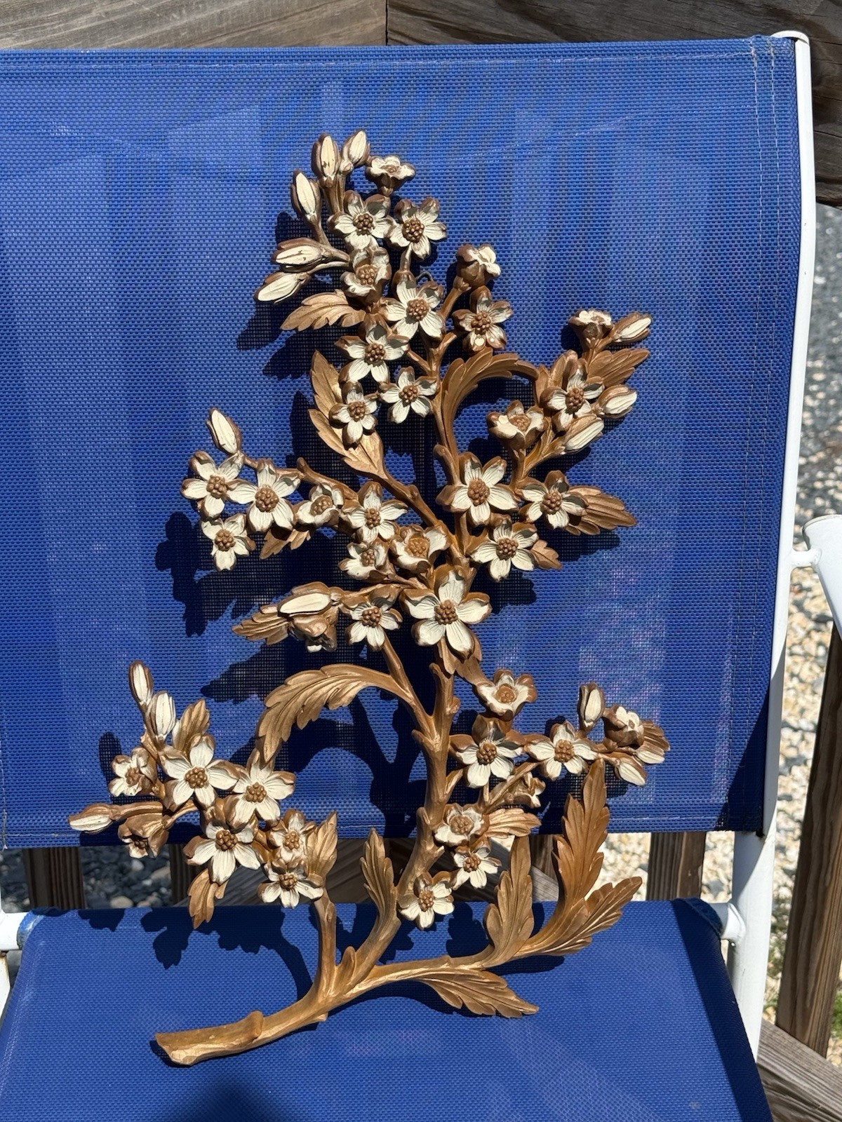 Vintage 1967 Syroco Dogwood Branch Cream Flowers Wall Art