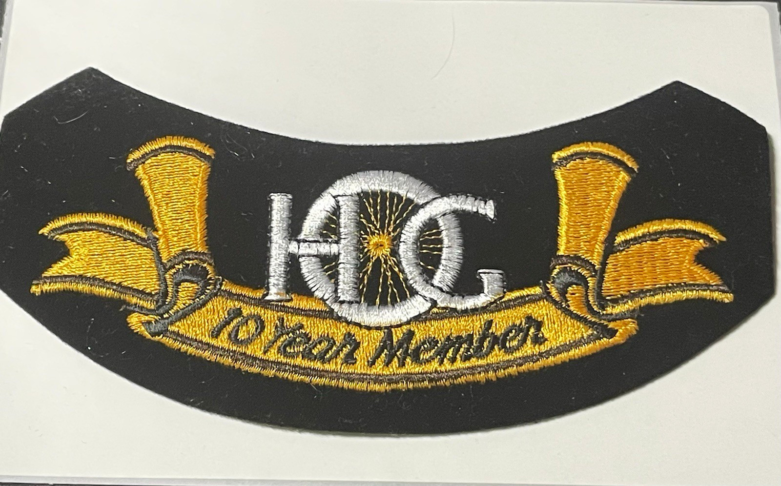Harley-Davidson H.O.G. 10 Year Member Embroidered Rocker Patch Black/Gold m72