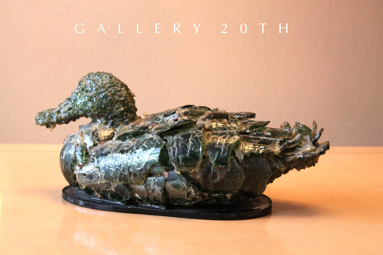 VINTAGE MID CENTURY ABSTRACT GLASS DUCK SCULPTURE 50S 60S MCM ART ORIG BOHO