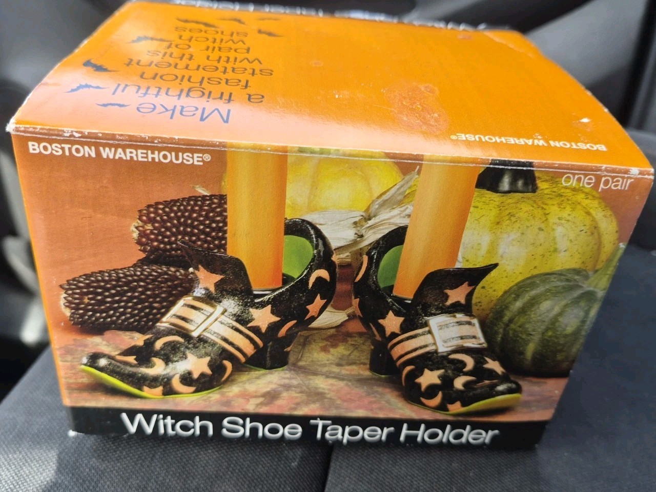Boston Warehouse Witch Shoes Taper Candle Holder Set 2001 Halloween Decor