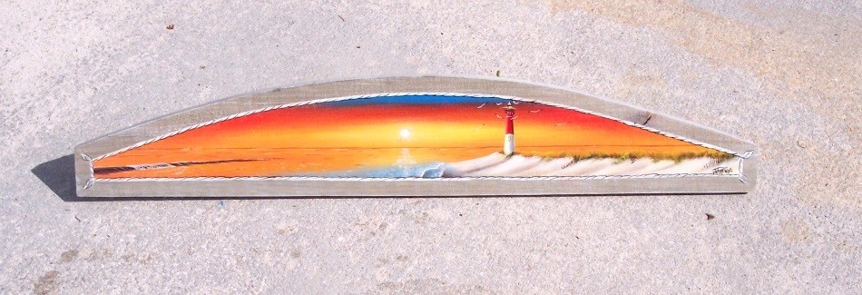 Barnegat NJ Lighthouse in Sunset hand painted on Over the Door Plaque-Topper
