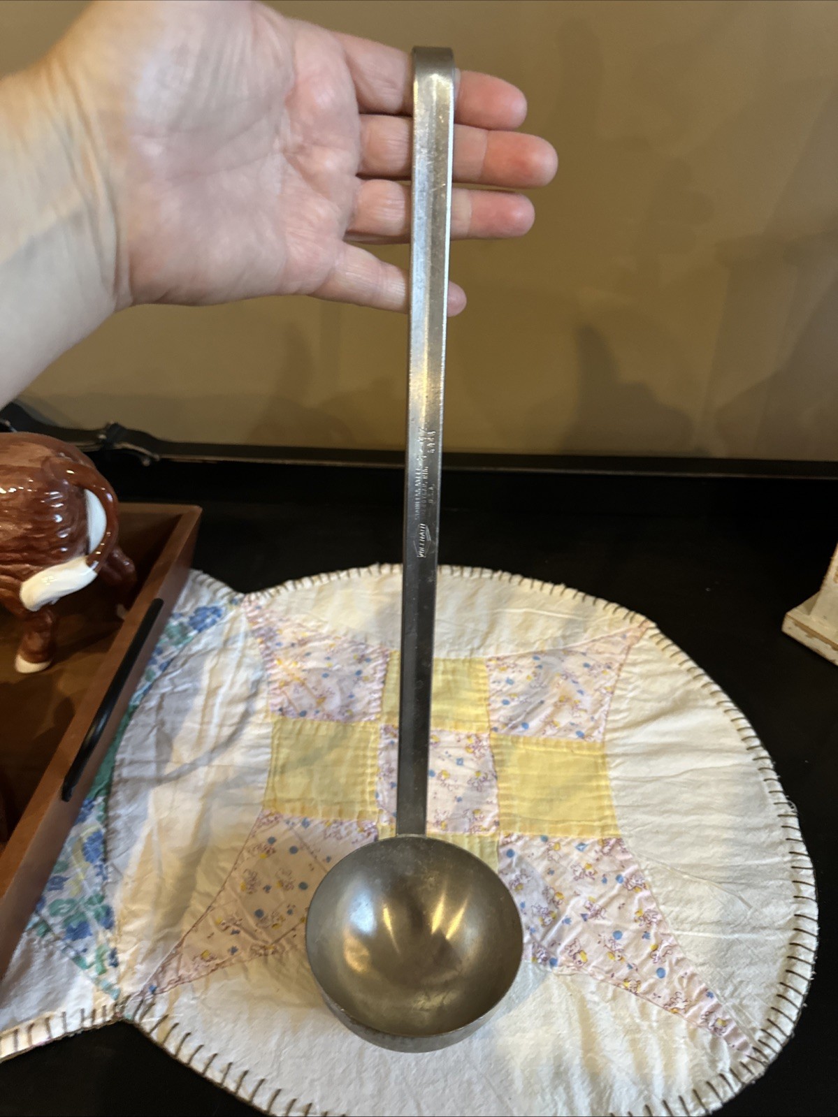 6 oz-Vollrath Stainless Steel Long Hooked Handled Ladle-#5846