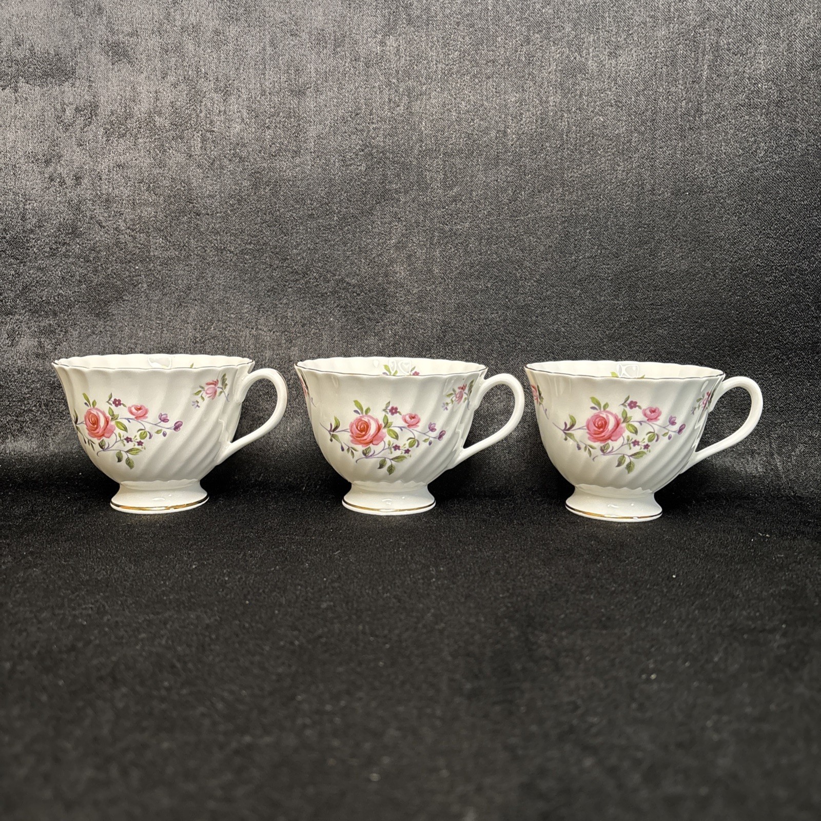 Vtg Royal Adderley Fragrance Set of 3 Footed Tea Cups Bone China England H889