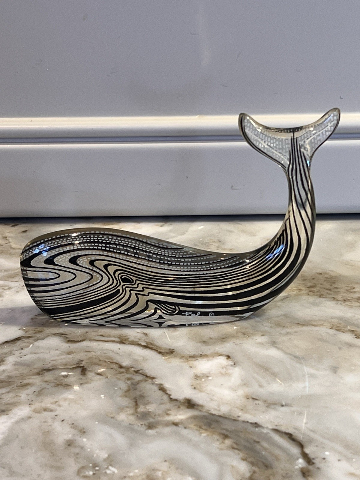 Vintage Abraham Palatnik Lucite Whale Figurine Mid Century Sculpture Approx 5”