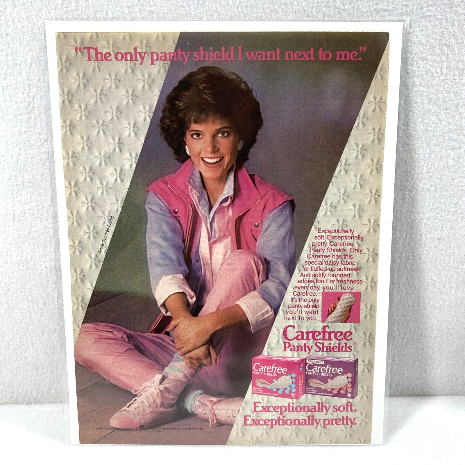 Vtg Print Ad 80\'s Carefree Panty Shield Genuine Magazine Advertisement Ephemera