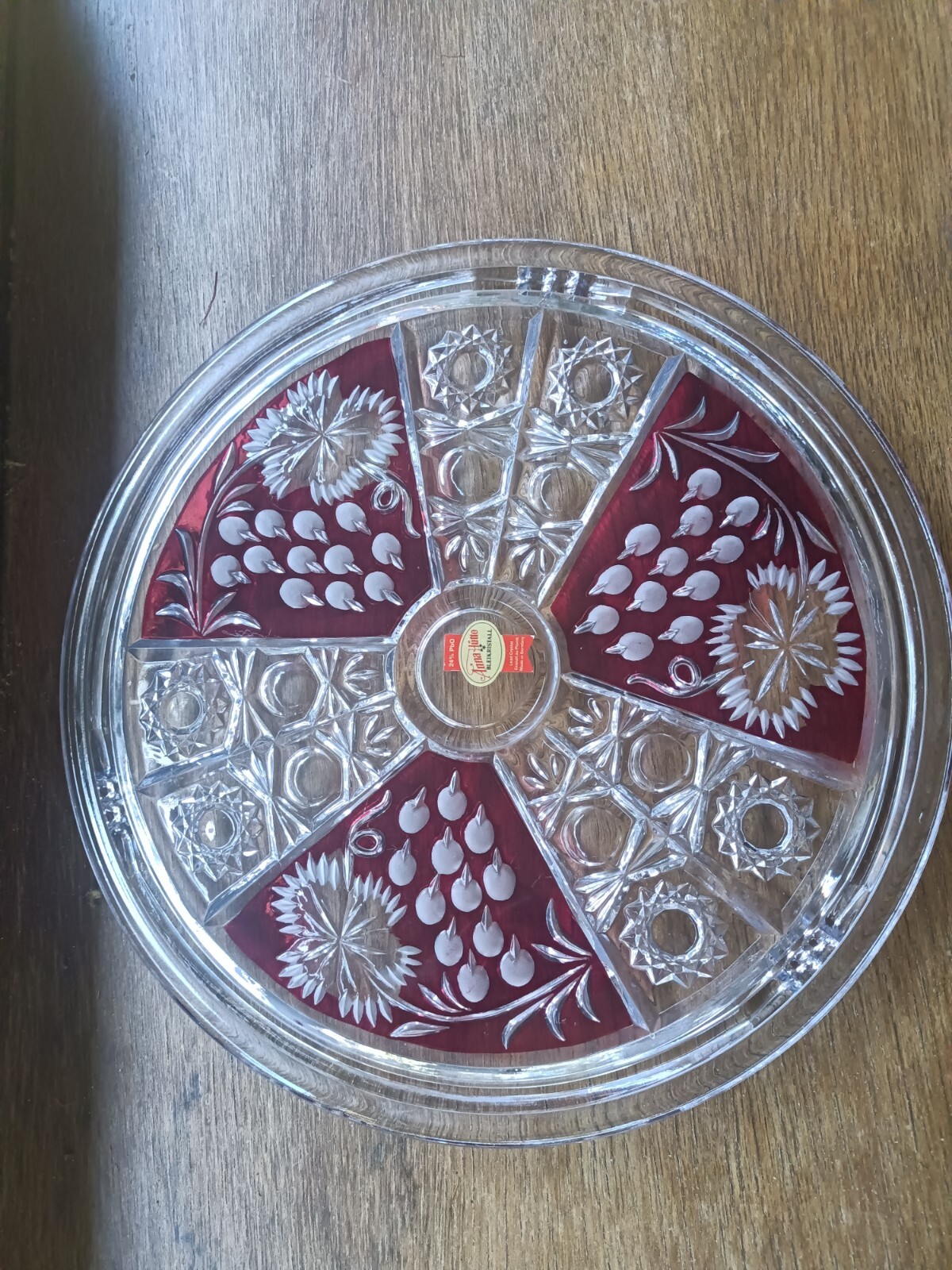 Vintage ANNA HUTTE lead crystal cake plate..1950\'s