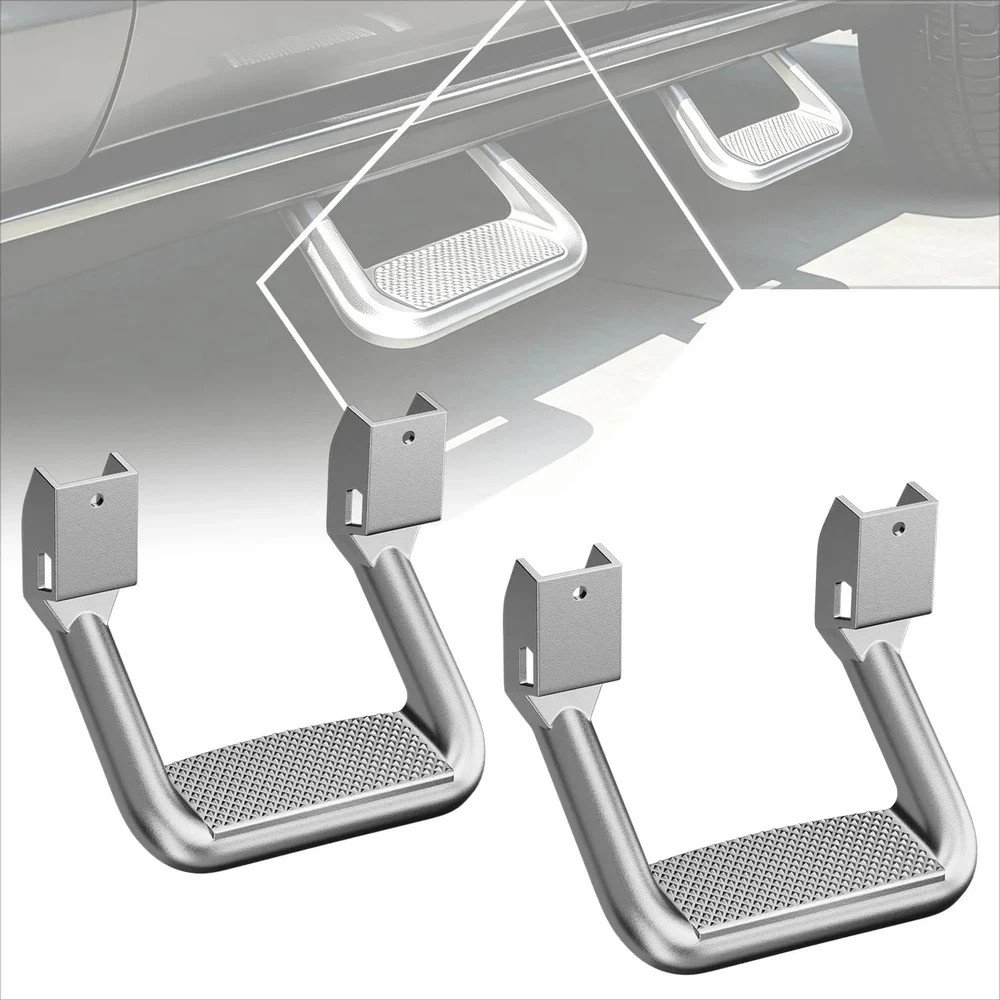 Pair Silver Aluminum Universal Side Steps for Most Pickup Trucks & SUVs