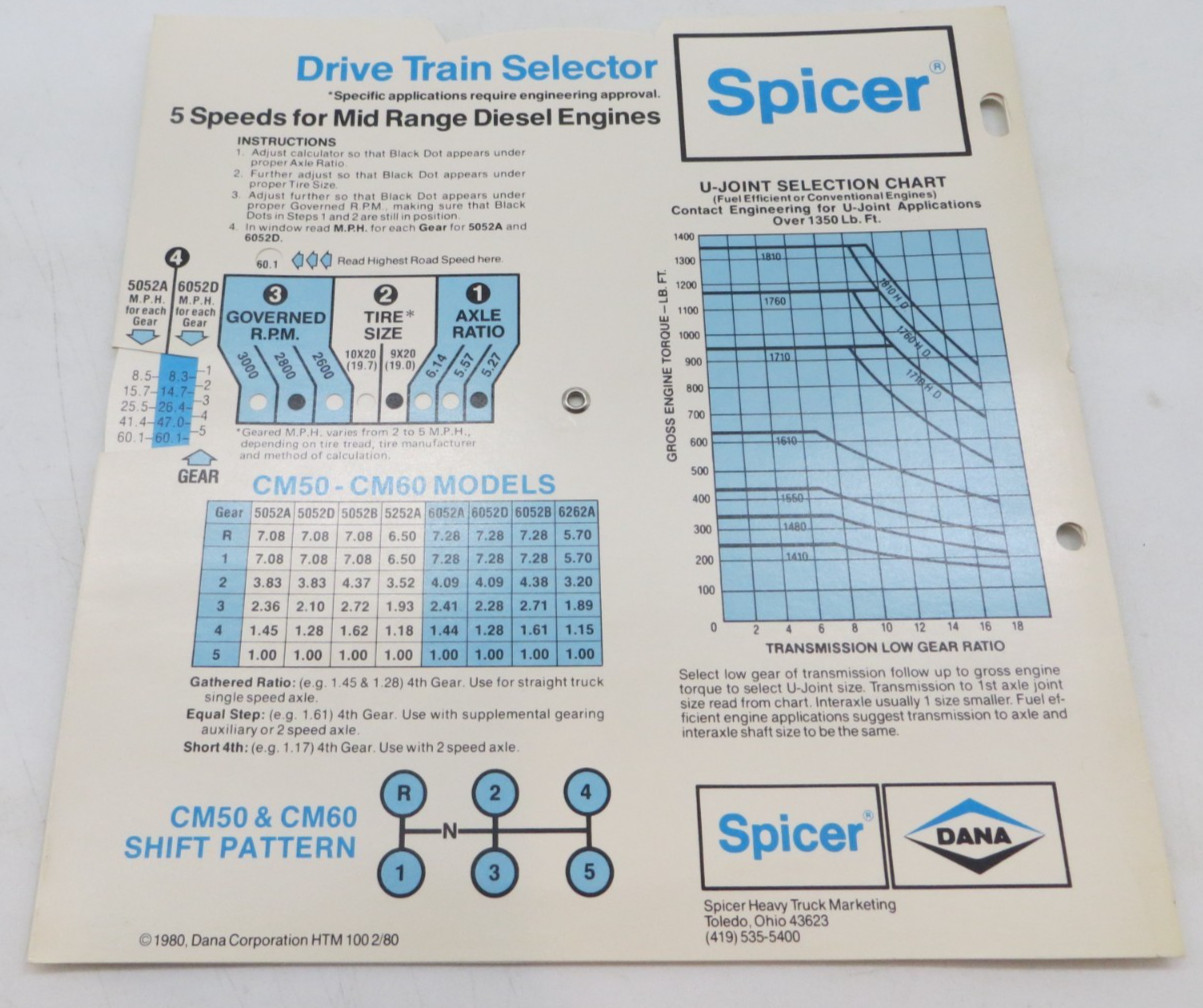 1980\'s SPICER DANA Drive Train Selector Vintage Brochure semi truck reference