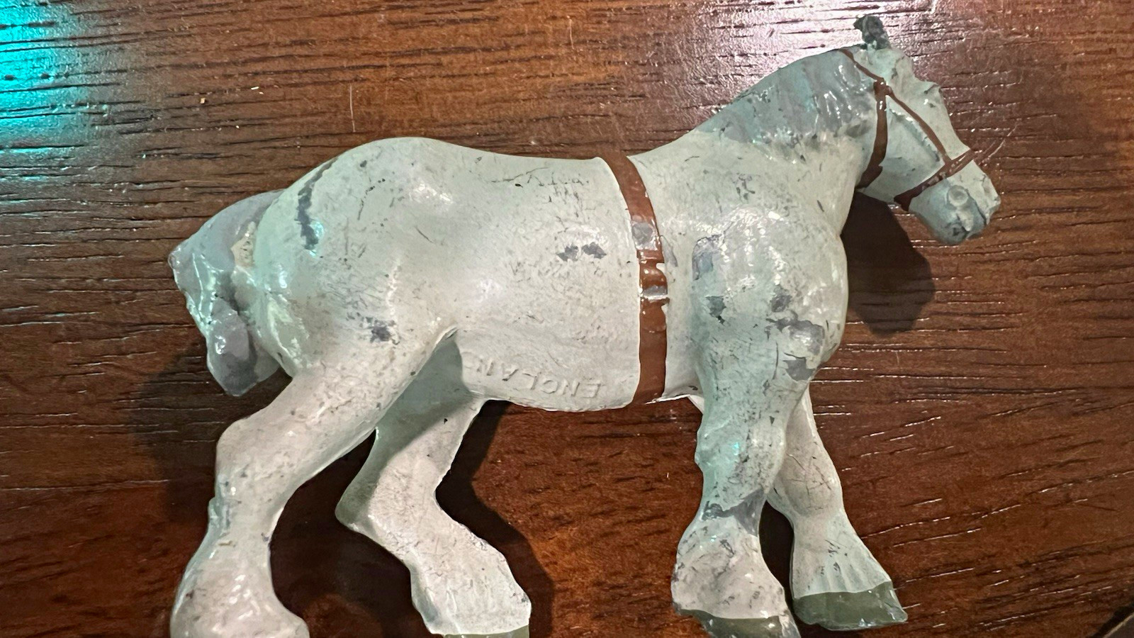 Vintage Britains Ltd England Jointed Lead Draft Cart Horse Farm Figure Gray