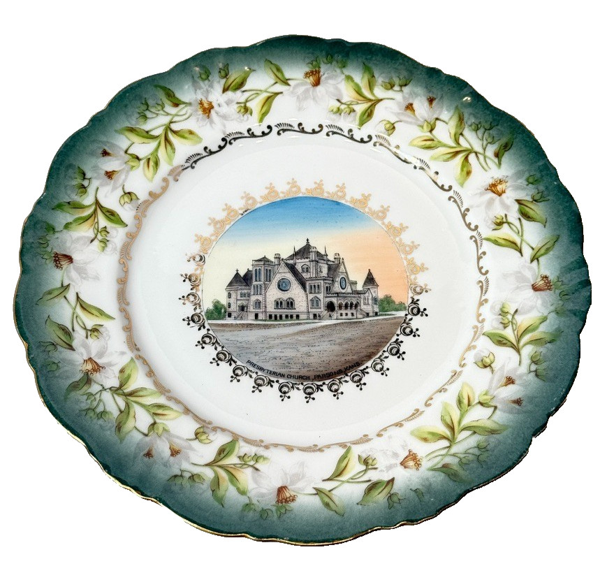 Parsons KS KANSAS CHURCH Antique Souvenir RARE China Dish Plate