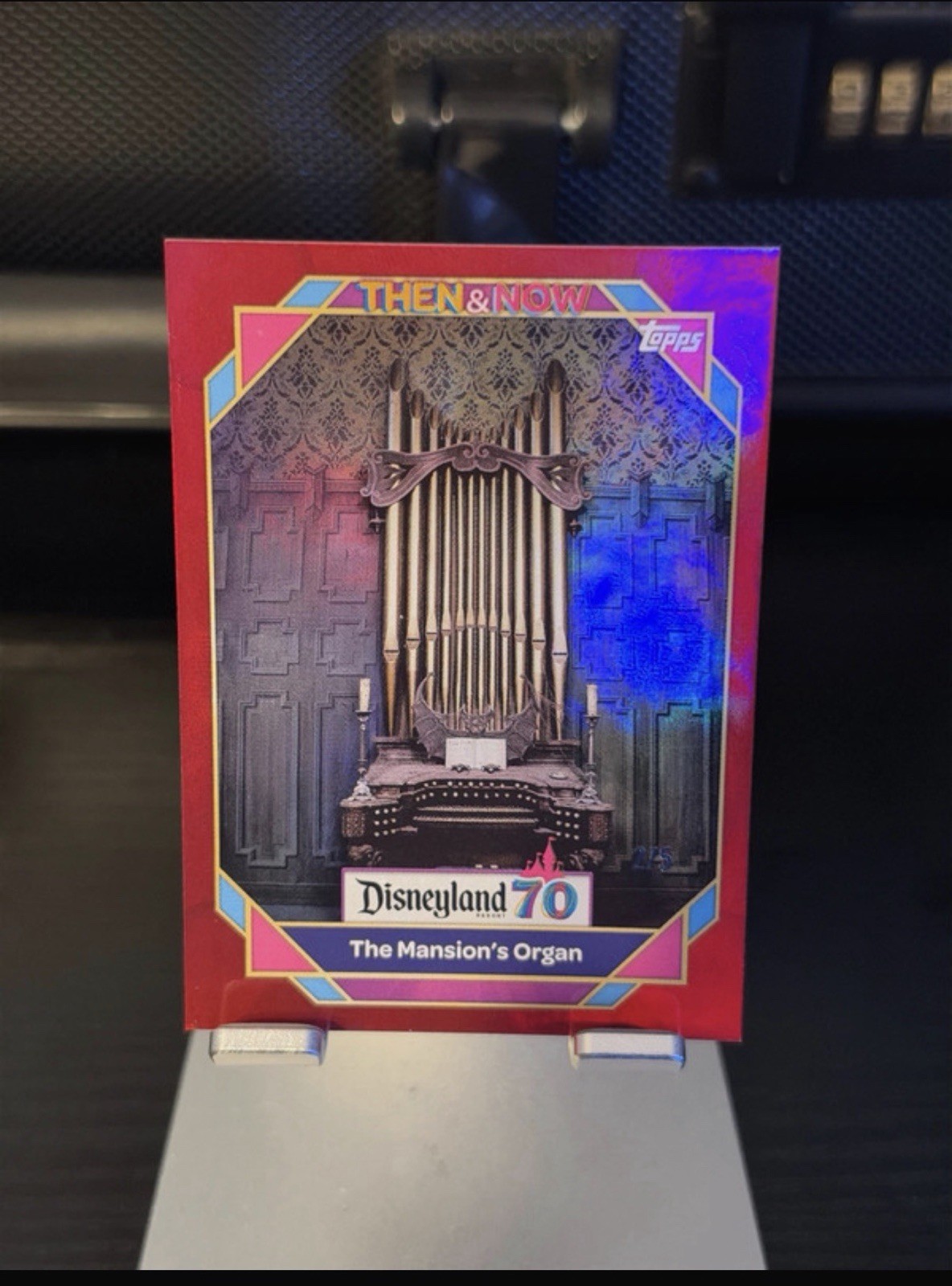 2025 Topps Disneyland 70th Then & Now The Mansion’s Orange Red #/5 #79