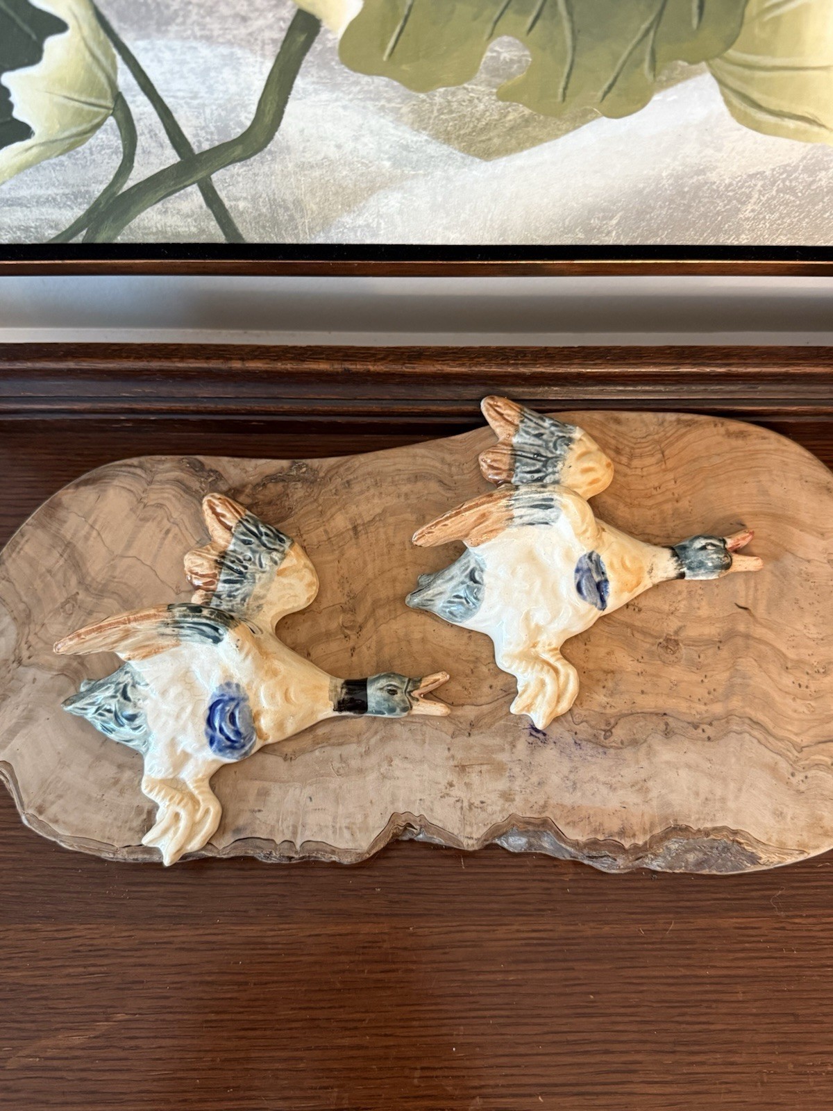 Set Of 2 Vintage Flying Duck Wall Pocket Vases Japan Ceramic Mid Century Mallard