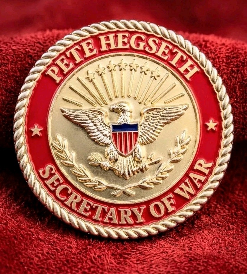 Rare Authentic Trump Secretary Of War Pete Hegseth Challenge Coin