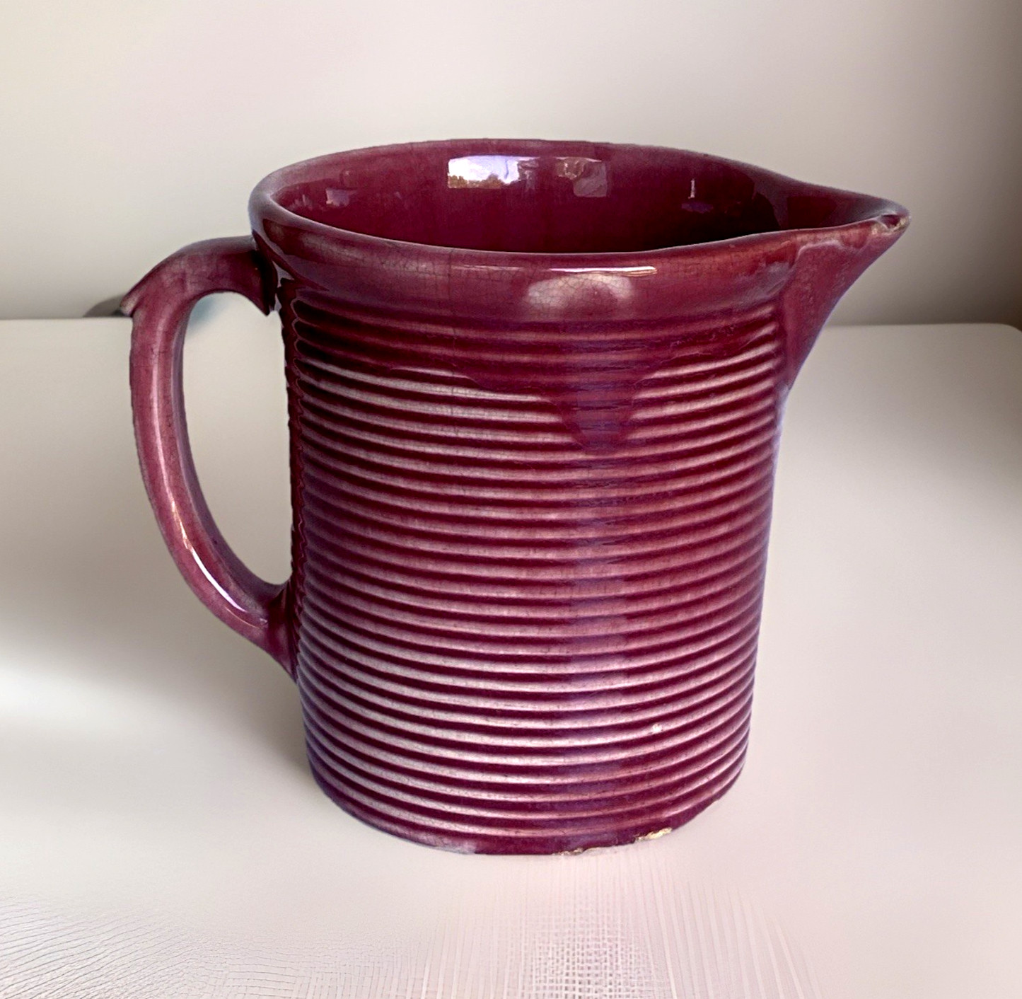 Antique Weller Pottery Maroon/Burgundy Small Ceramic Pitcher, 5-5/8\