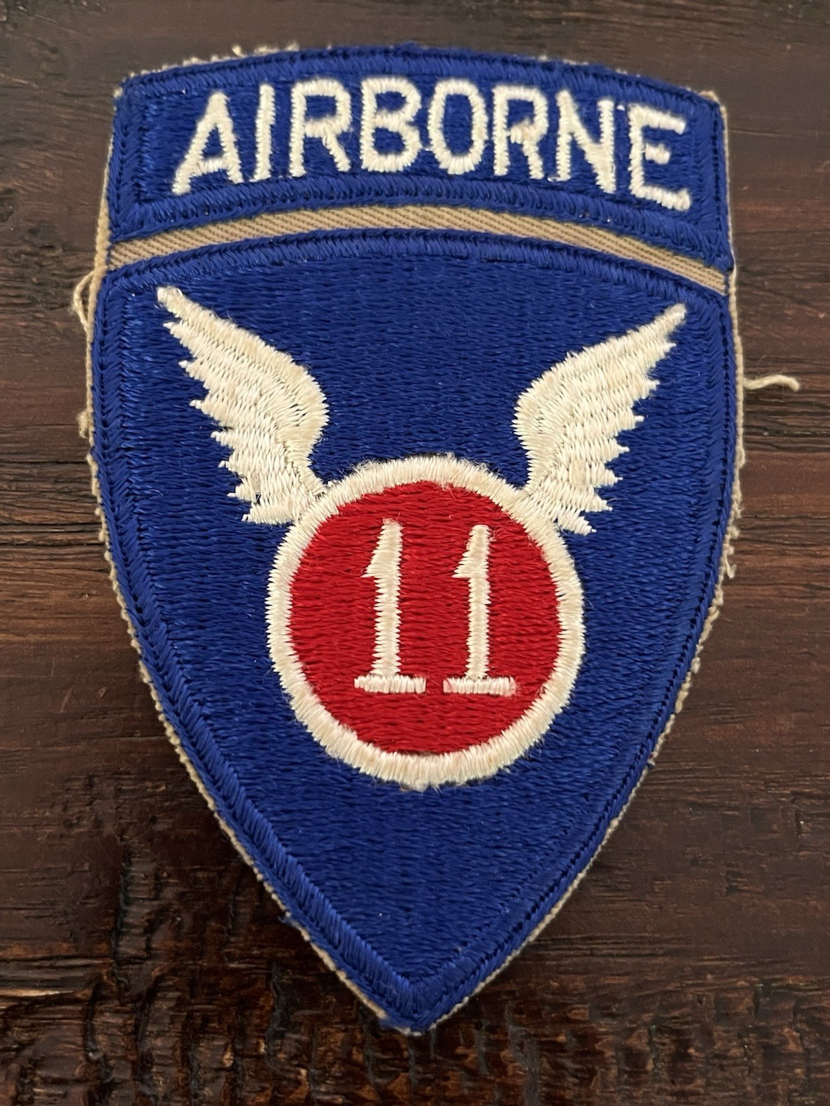 ORIGINAL PERIOD WWII WW2 US ARMY 11TH AIRBORNE PATCH W/ATTACHED TAB FE CE