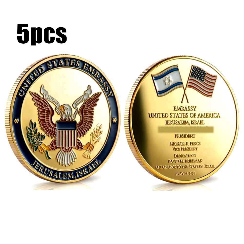 5pcs US Israel Jerusalem United States Embassy Challenge Coins