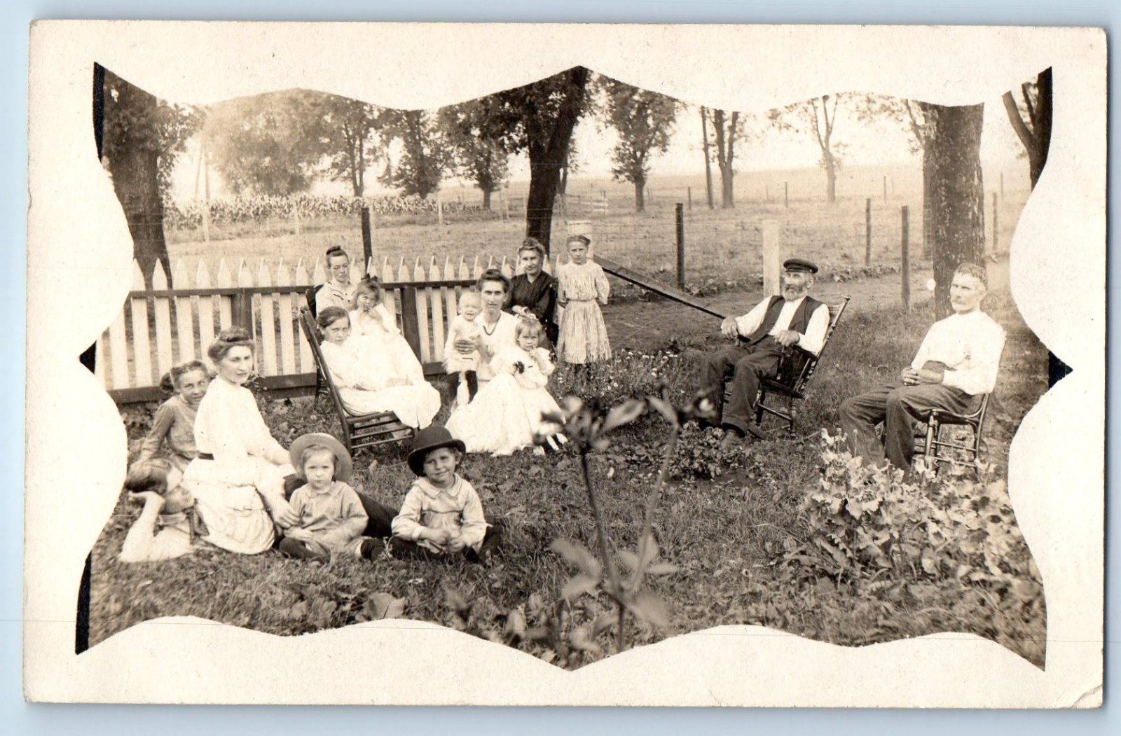 c1910's Family Childrens Gathering Kenosha Wisconsin WI RPPC Photo Postcard