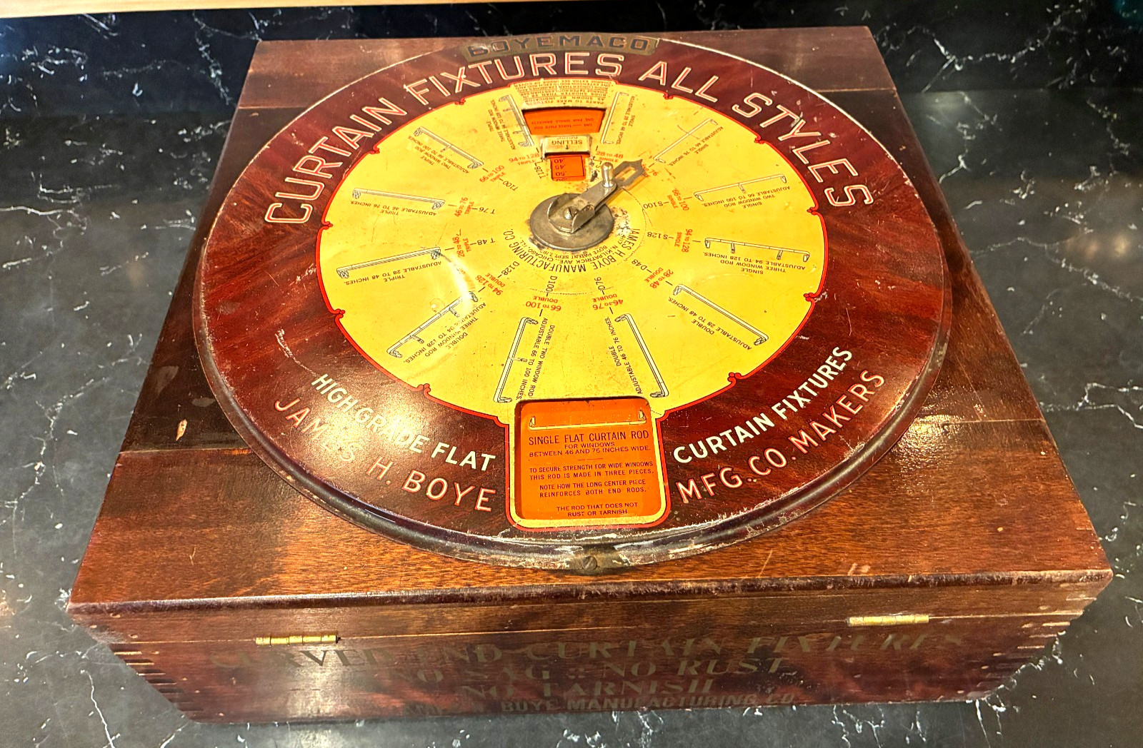 Vintage Boyemaco Curtain Fixtures Box General Store Display – Working Dial 1920s