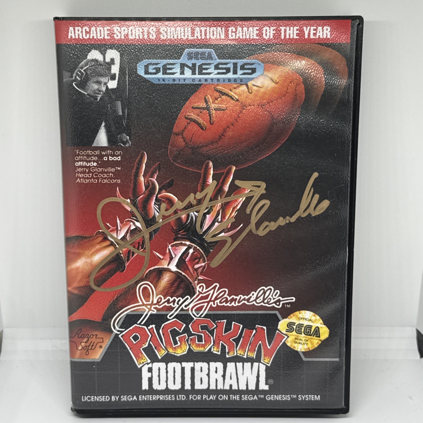 Jerry Glanville's Pigskin Footbrawl (Sega Genesis, 1992) SIGNED Cover BAS Auth. Jerry Glanville's Pigskin Footbrawl (Sega Genesis, 1992) SIGNED Cover BAS Auth.