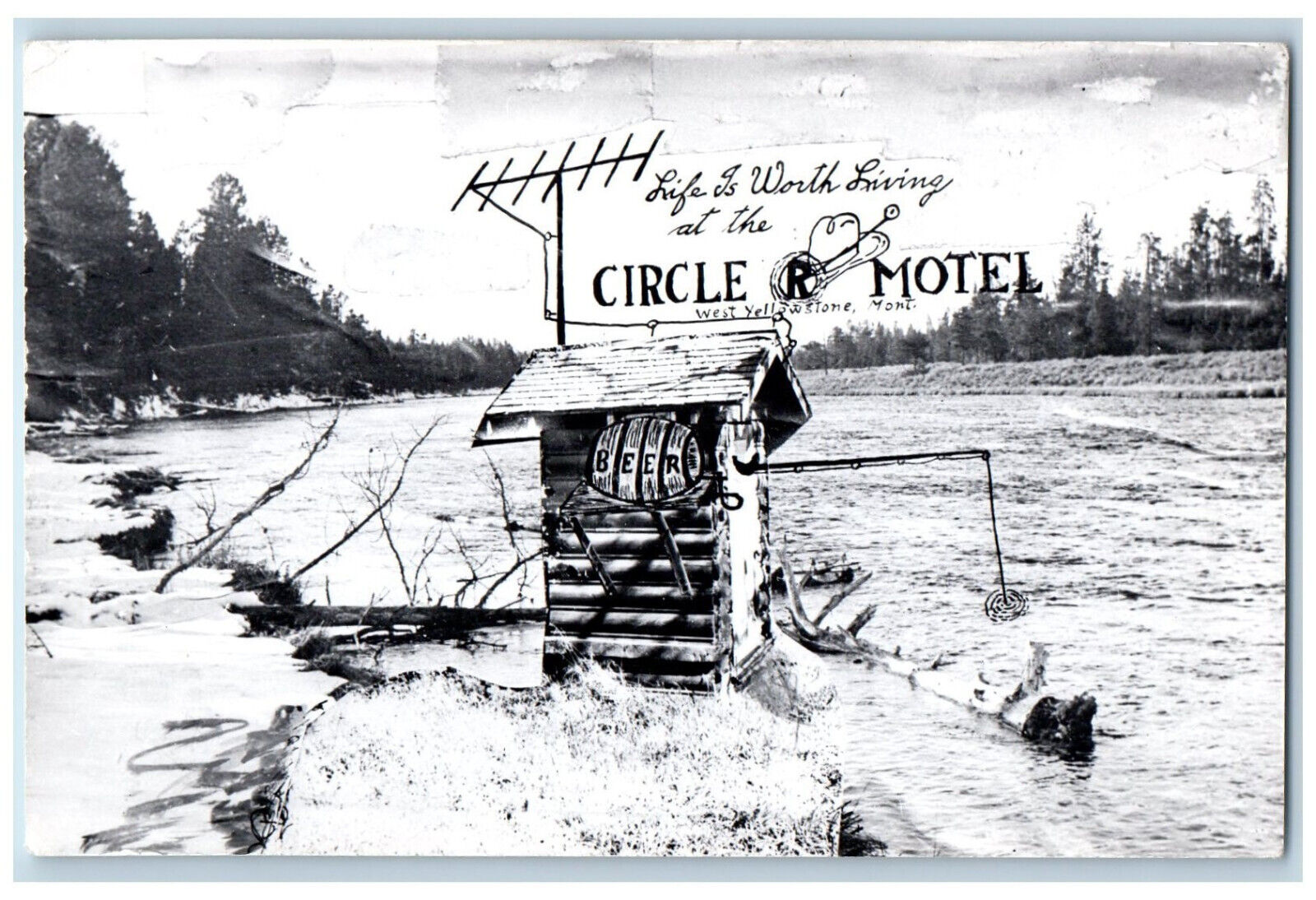 West Yellowstone Montana MT Postcard Circle Motel c1950's RPPC Photo