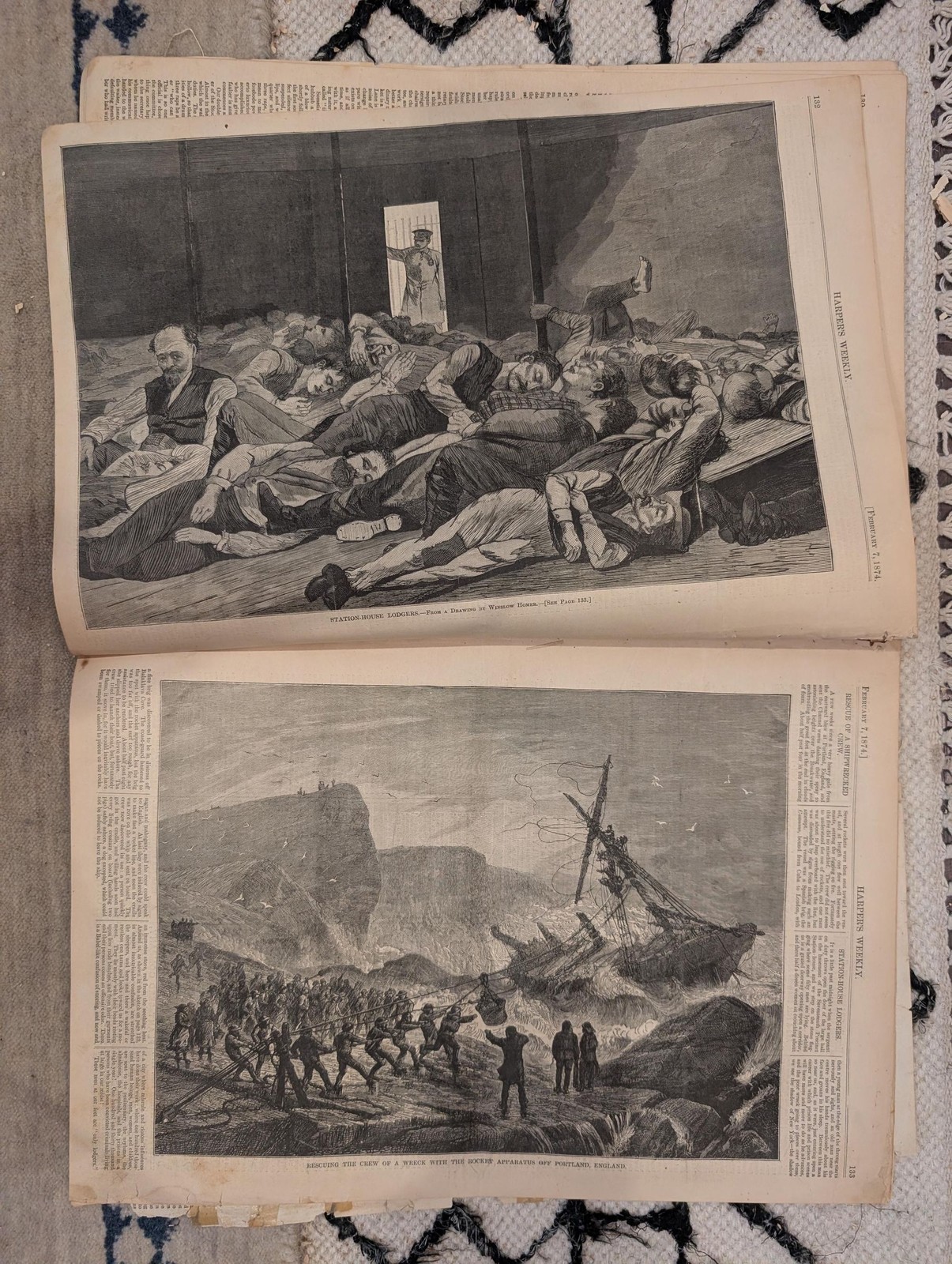 1874 Winslow Homer Station House Lodgers · Yale Secrets · Nast — Harpers Feb 7