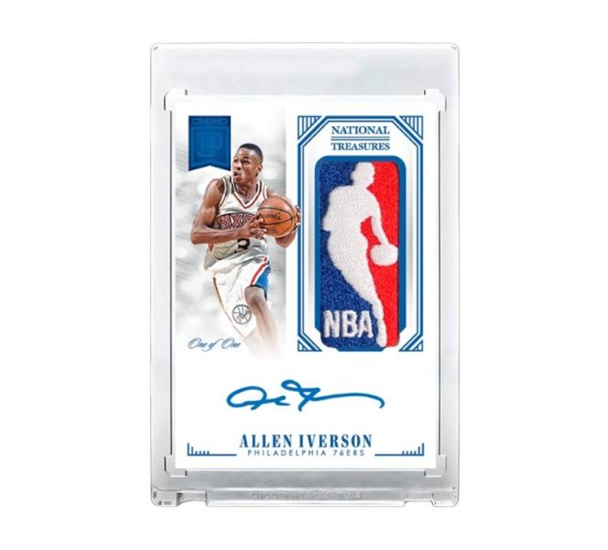 National Treasures Logoman Allen Iverson Autographs Signed Jersey Star Card