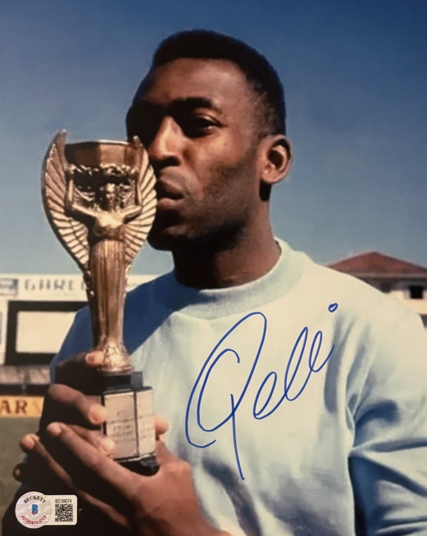PELE SIGNED AUTOGRAPH BAS COA 8X10 PHOTO BRAZIL SANTOS