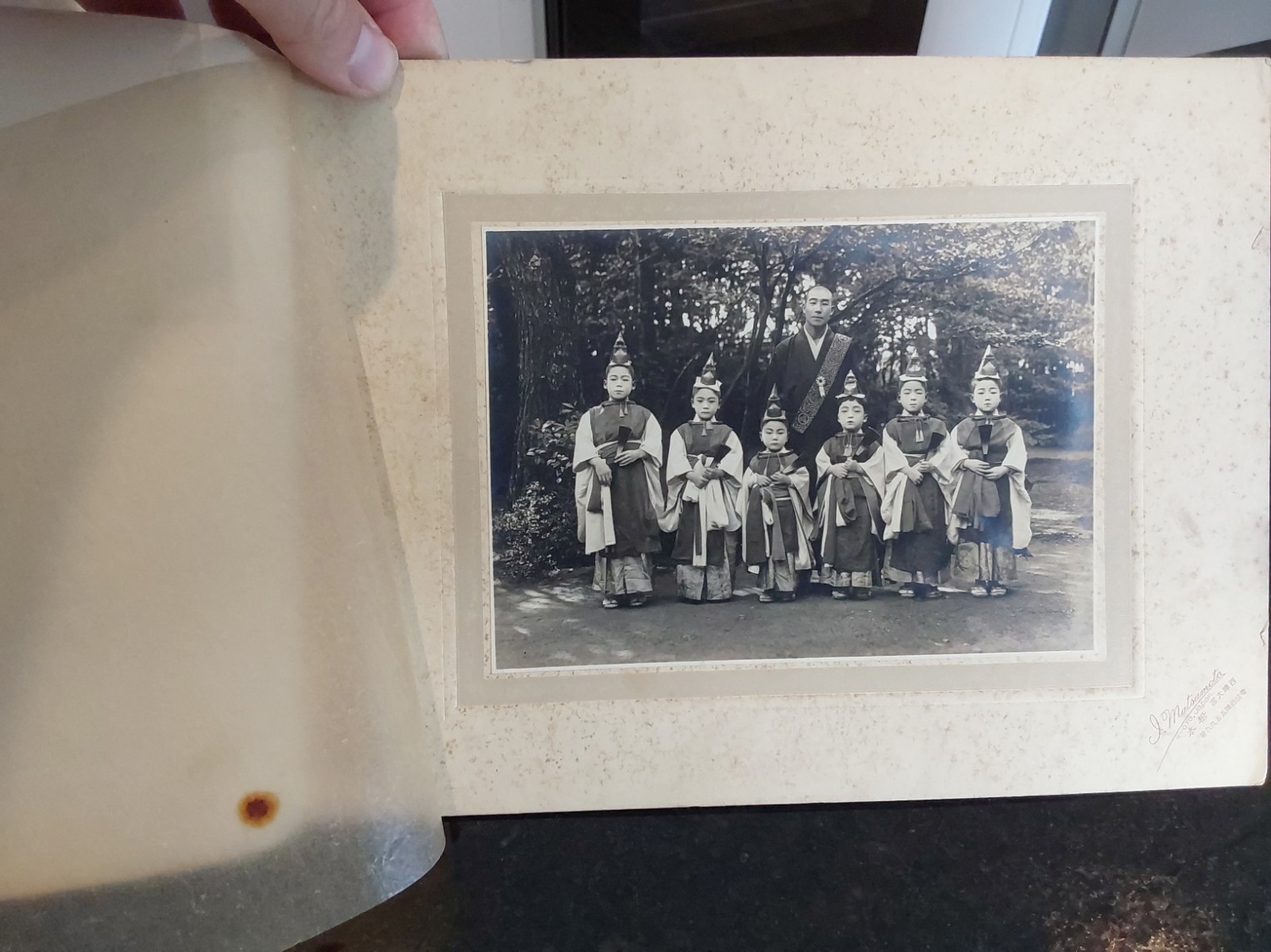1900s Photo Kyoto Japan Shinto Festival Shichi-Go-San Children & Teacher/ Master