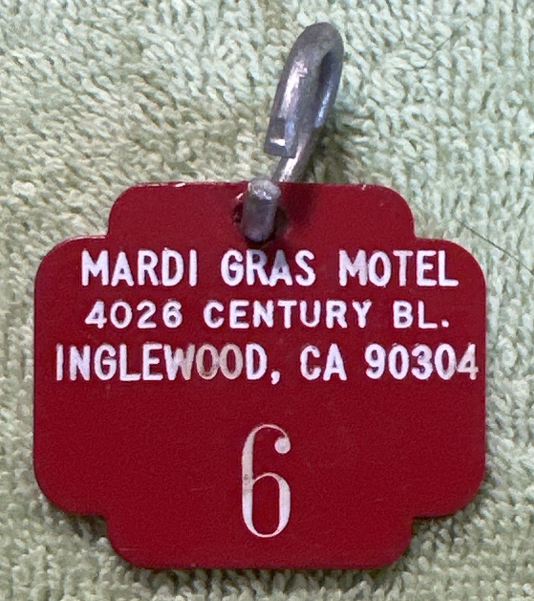 Vintage Keychain Mardi Gras Motel - Inglewood CA Room 6