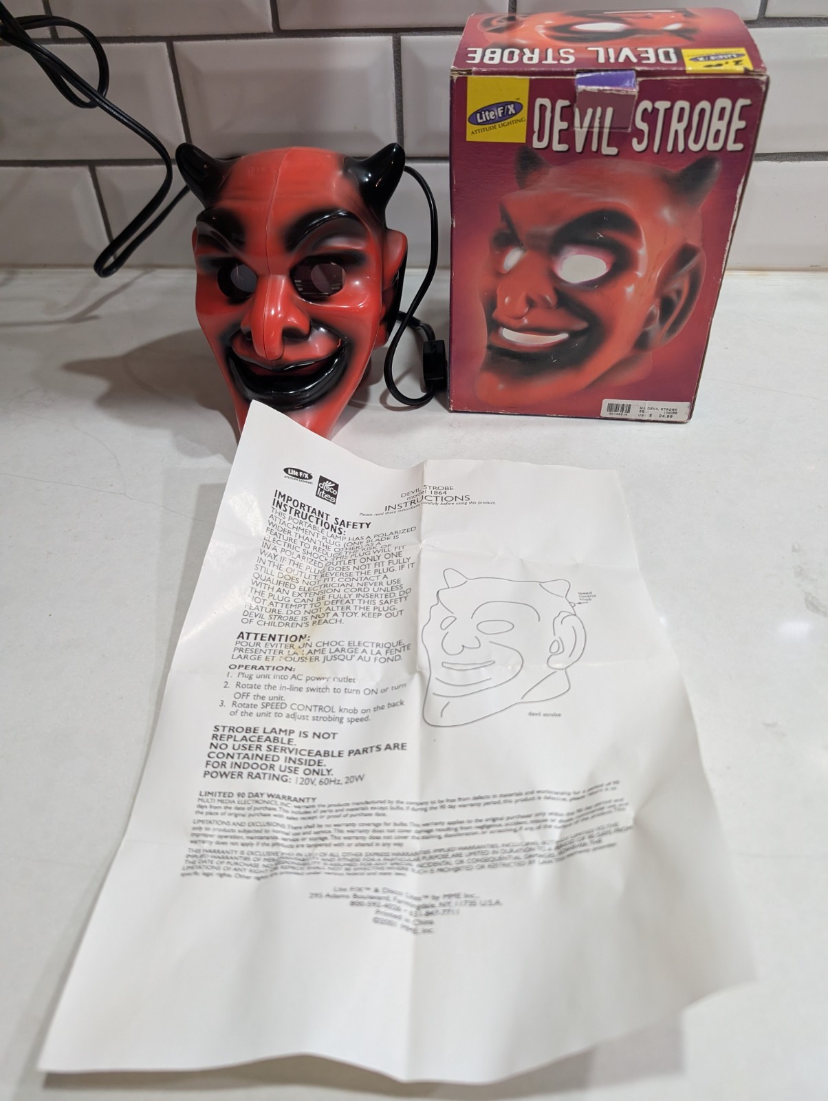 VTG Early 2000s Red Devil Strobe Light Halloween Prop Lite F/X Decor WORKS Read