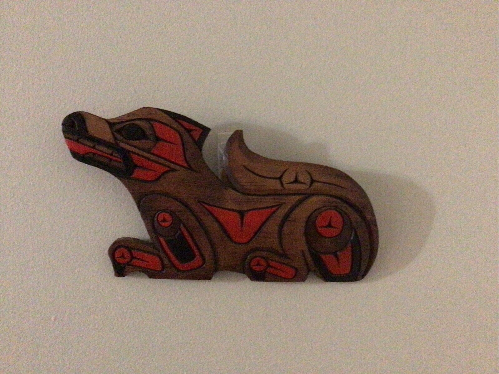 Wolf Pacific Northwest Salish Coast Native Artist Signed large  wood Carving BC