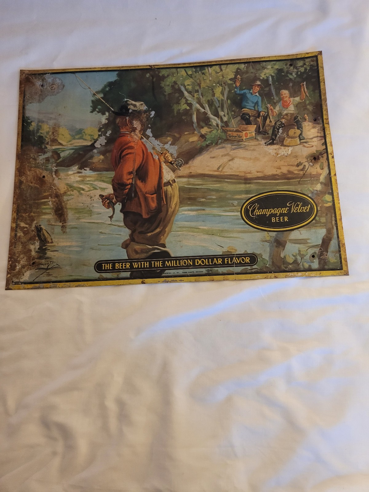 Champagne Velvet beer co tin sign Terre Haute Indiana brewing 14\