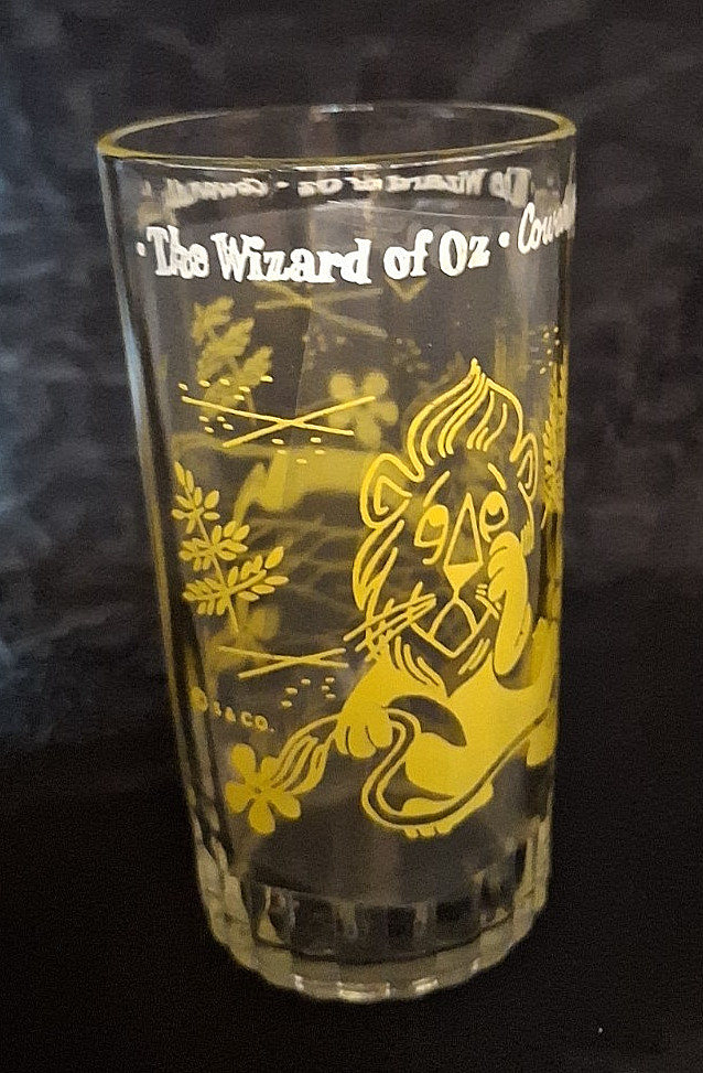 Vintage 1950s Swift Peanut Butter Wizard of Oz Glass Tumbler Cowardly Lion