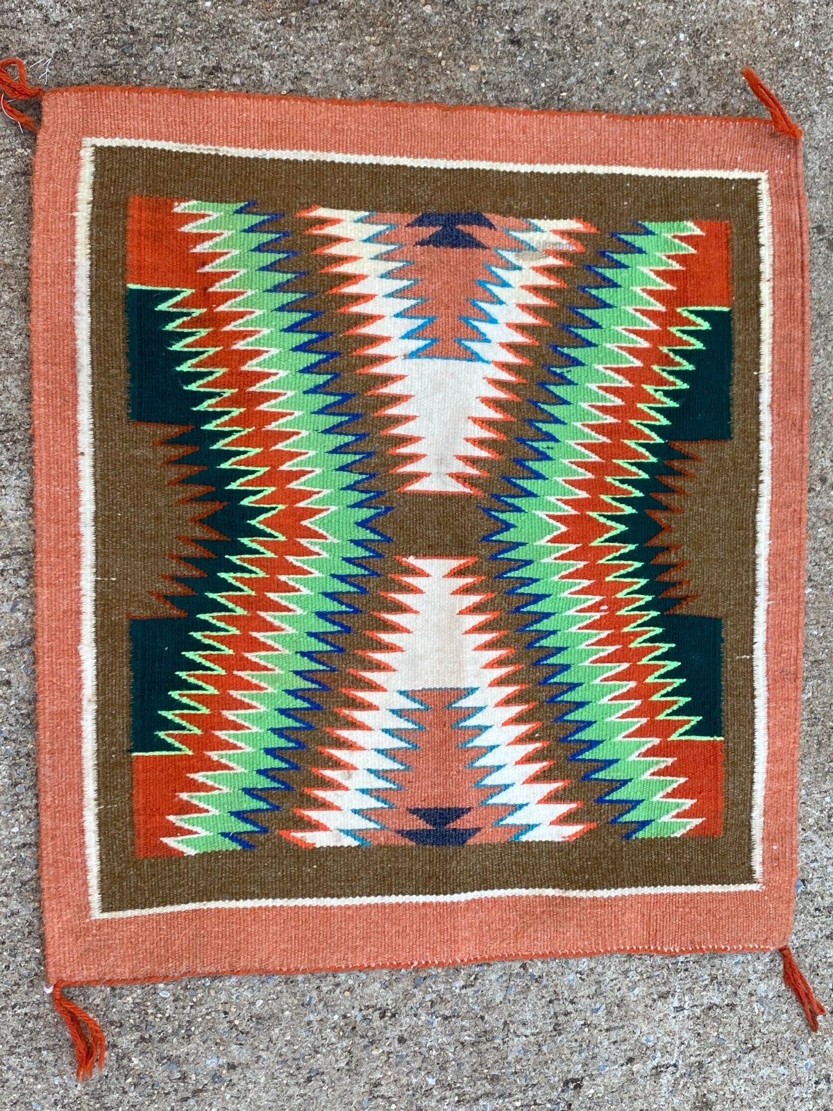 The Best Antique Dine Navajo Red Mesa Outline Single Saddle Blanket/Cover 1944s