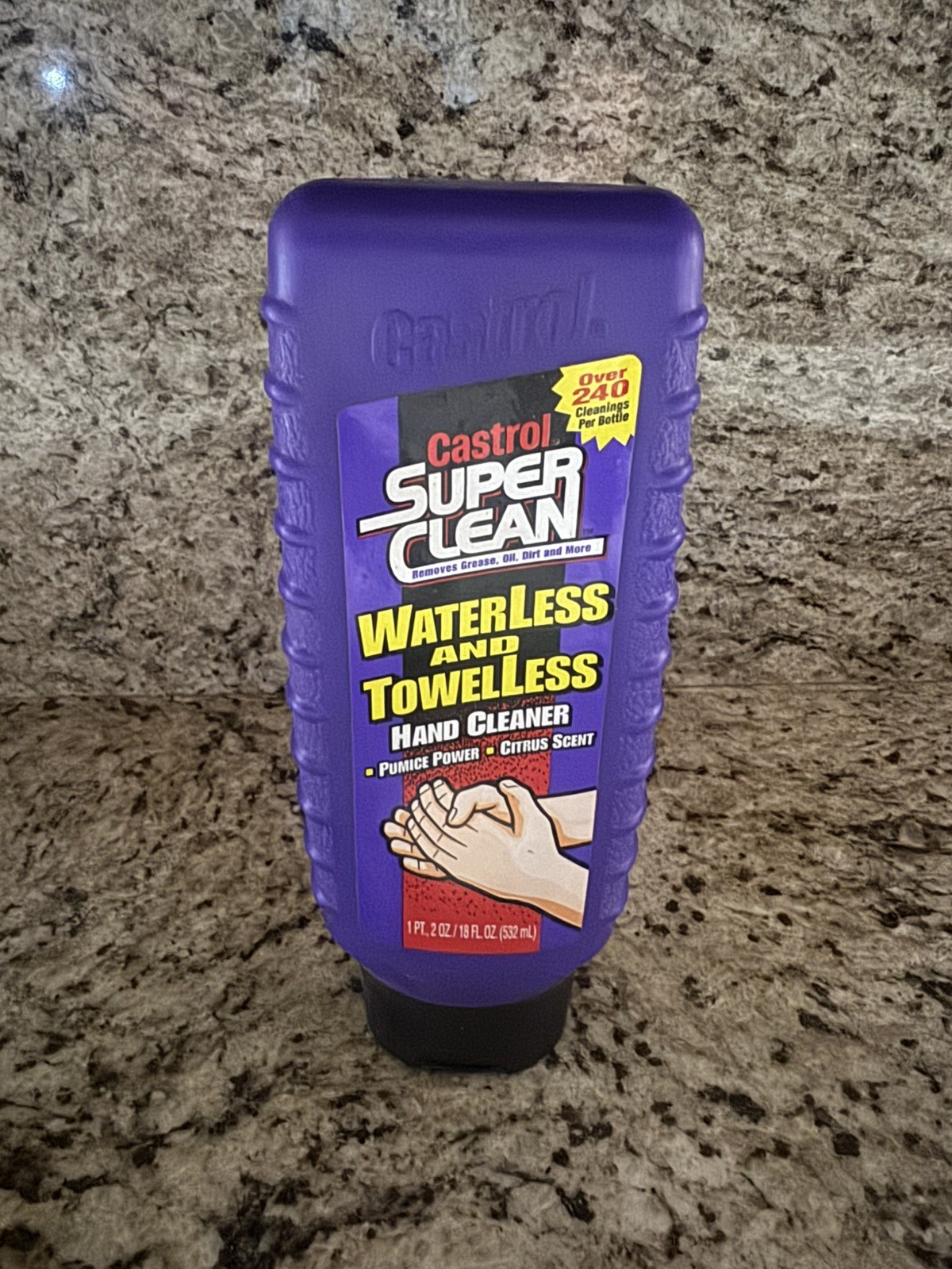100% FULL CASTROL Super Clean Waterless & Towelless Hand Cleaner 18oz Purple HTF