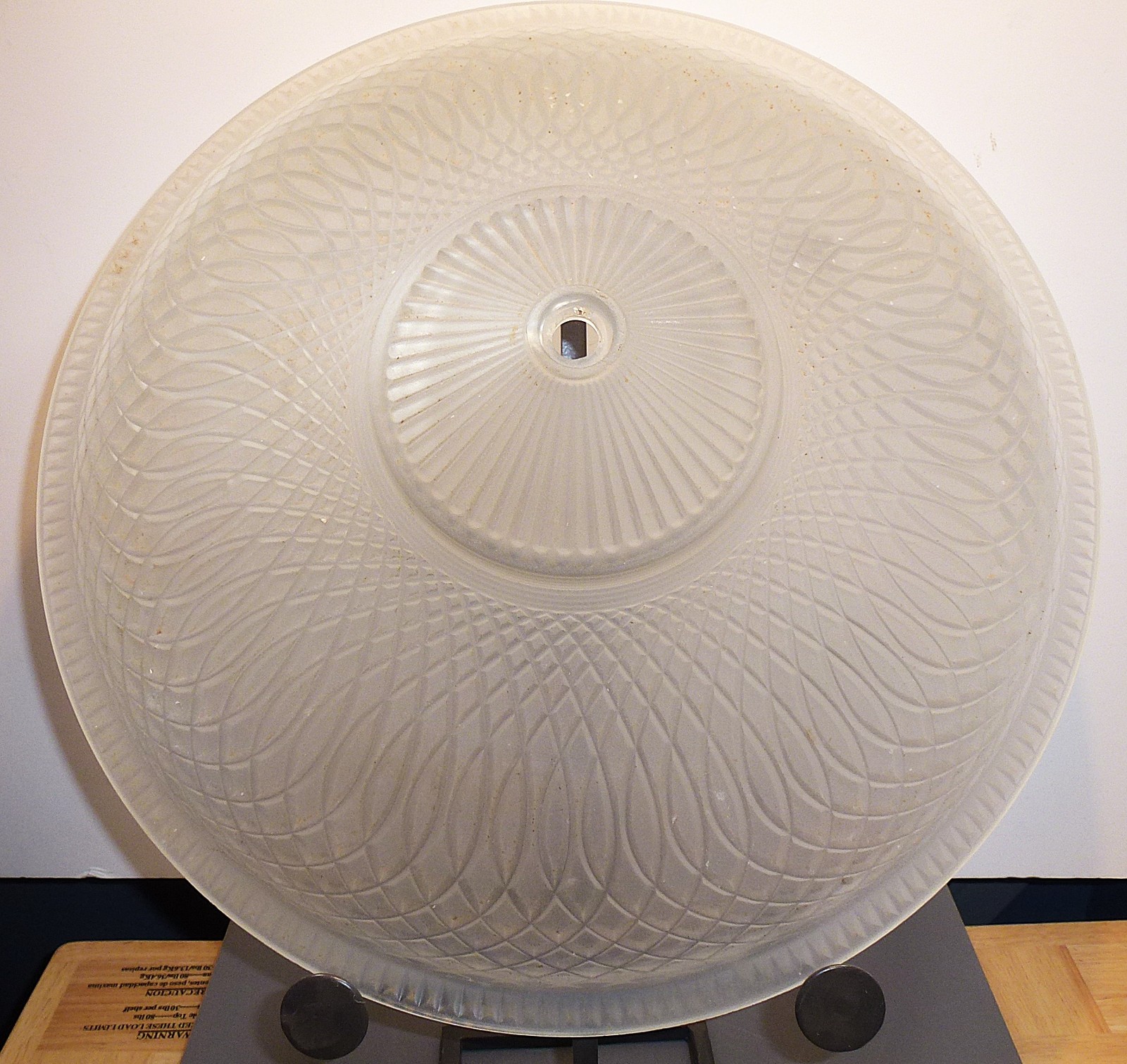 Ornate Mid Century Deco Ceiling Light Globe, Large, Geometric, Quality 