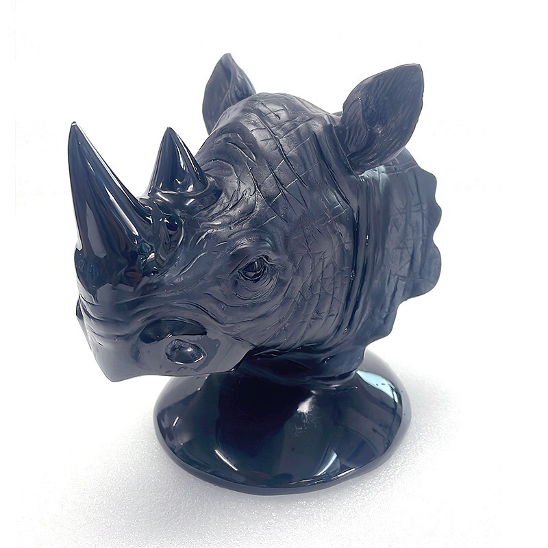 5.9\'\' Natural Quartz Obsidian rhinoceros Hand Carved ,Home Decoration