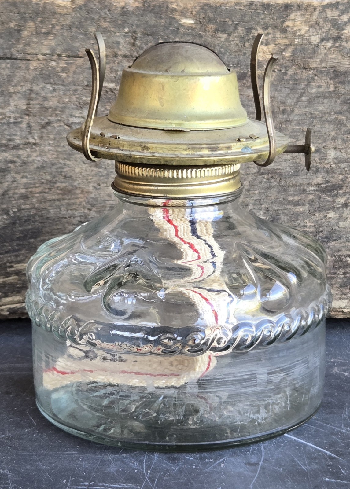 Vintage c.1976 Owens-Illinois Eagle Glass Oil Lamp with Plume & Atwood Burner