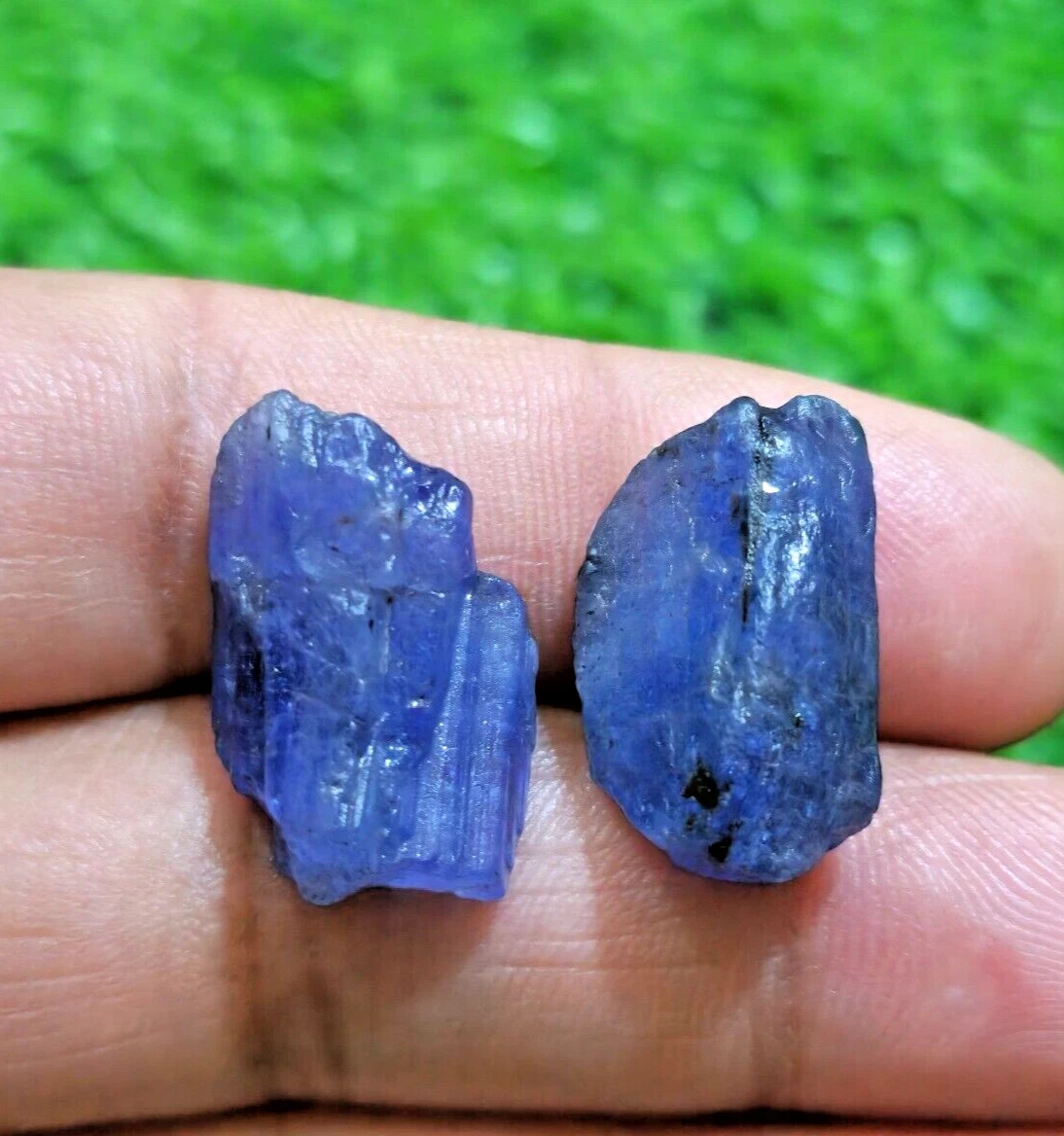 Amazing A+ Earth Mined Blue Tanzanite Raw 2 Pcs Lot Size 22-24 MM Loose Gemstone