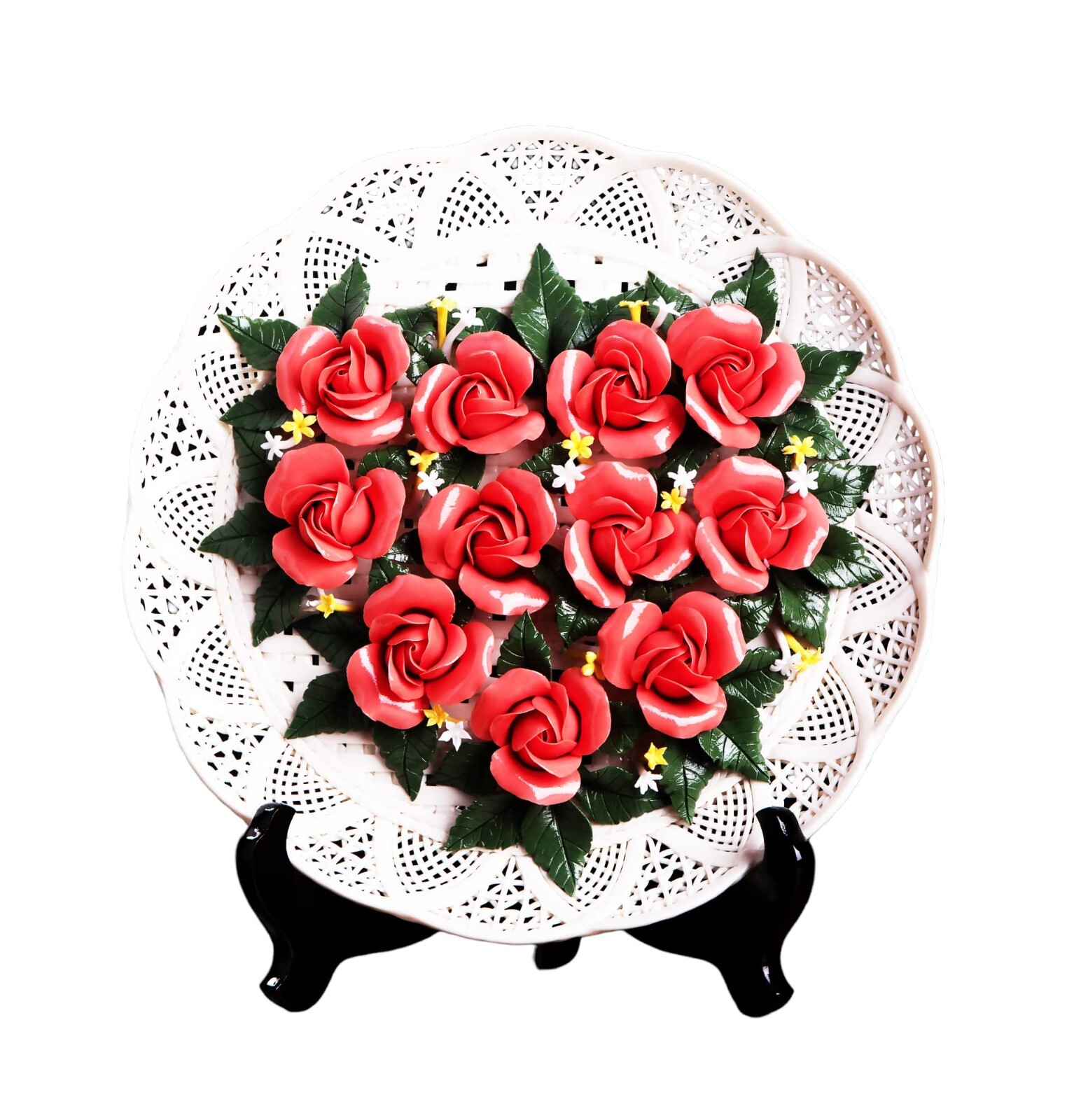 3D Handmade Painted Flower Plate – Ceramic Porcelain Art Decor (2)