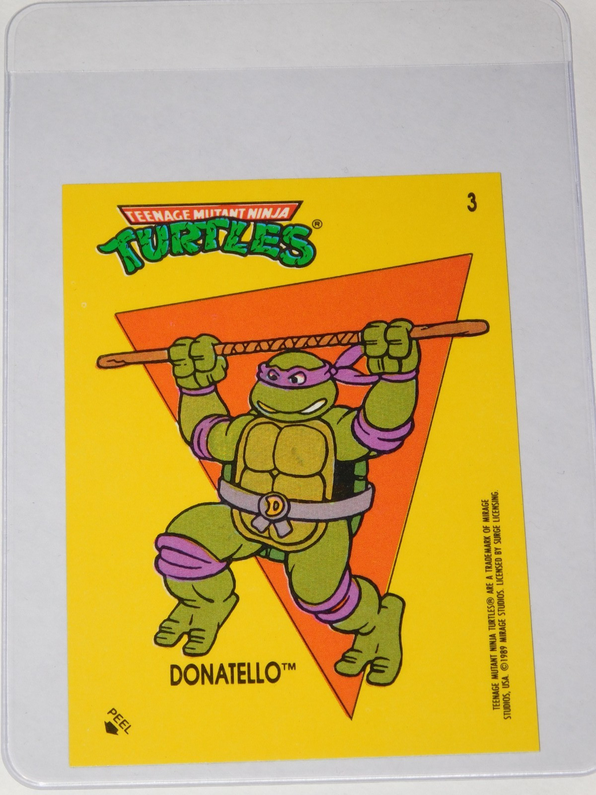 1989 TOPPS TEENAGE MUTANT NINJA TURTLES DONATELLO STICKER #3