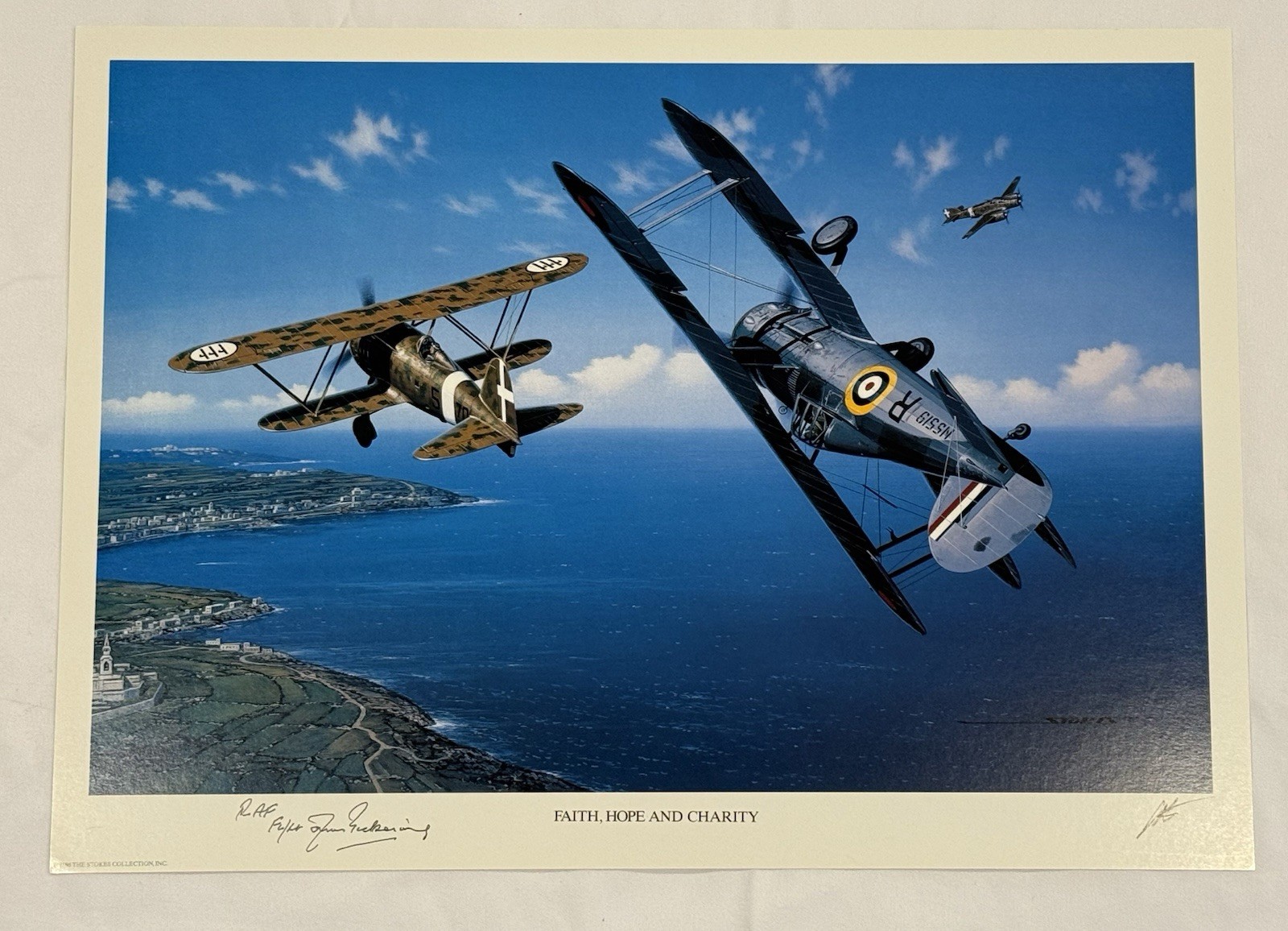 Lt James Pickering Signed Stan Stokes Print “Faith, Hope & Charlty” AIV COA