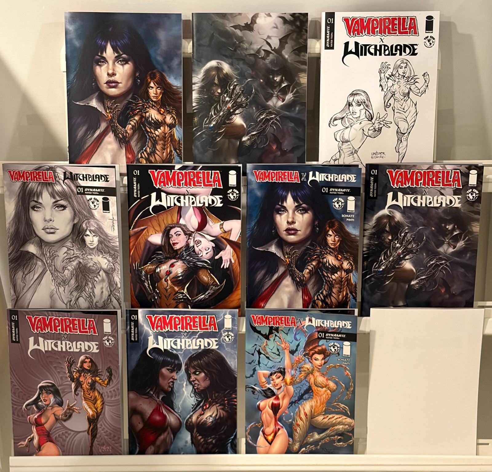 11 VAMPIRELLA X WITCHBLADE #1 PARRILLO 1:25/ 1:20/1:15/1:10/A-F/FOC VARIANTS NM